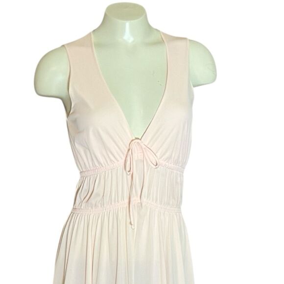 John Kloss Peach V Neck 100% Nylon Loungewear Sleep Dress Floor Length - Picture 2 of 7
